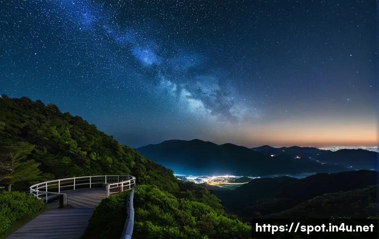 강릉 안반데기 은하수 촬영 - A breathtaking nighttime landscape of Anbandegi, Gangneung, featuring a clear, star-filled sky with ...